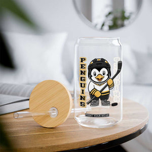 Funny Penguin Playing Ice Hockey Glass Can Gift For Kids TS12 Print Your Wear