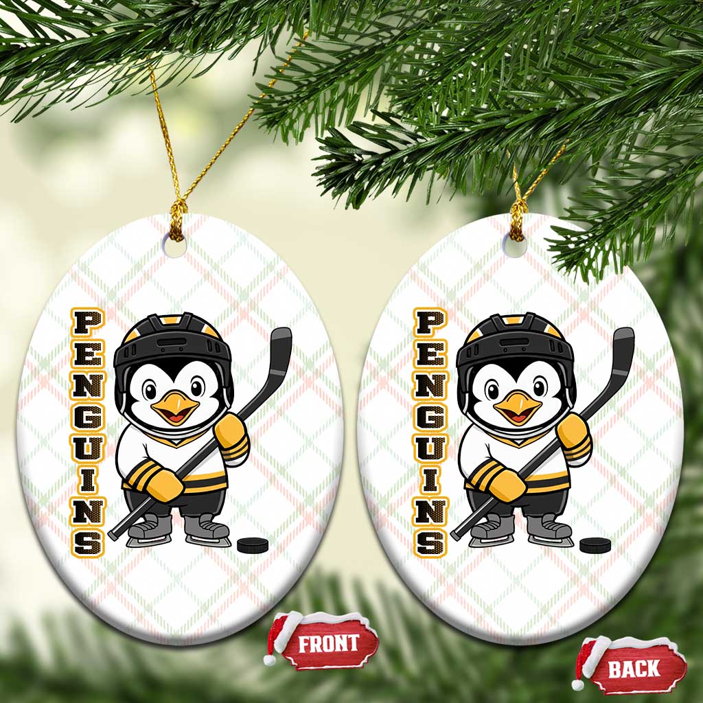 Funny Penguin Playing Ice Hockey Ceramic Ornament Gift For Kids TS12 Print Your Wear