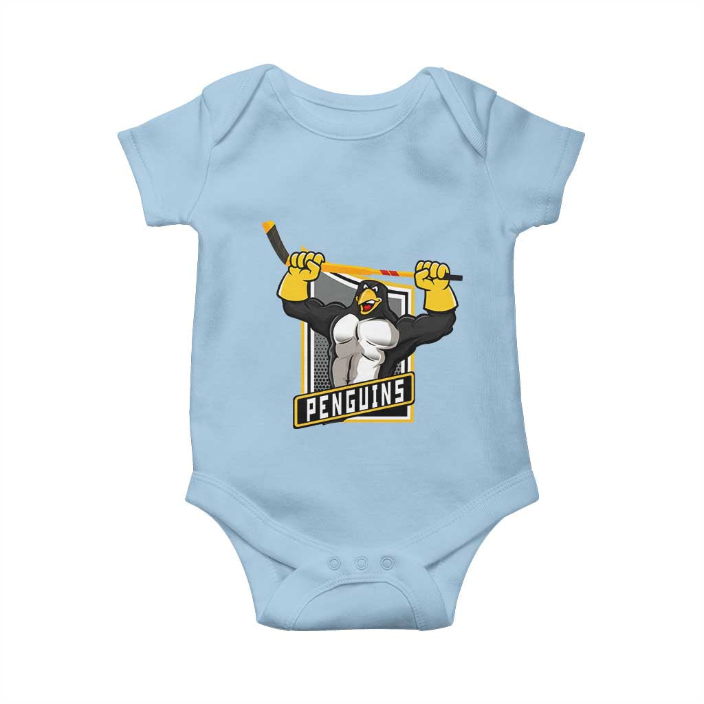 Funny Ice Hockey Player Gift Baby Onesie Penguin Power TS12 Light Blue Print Your Wear