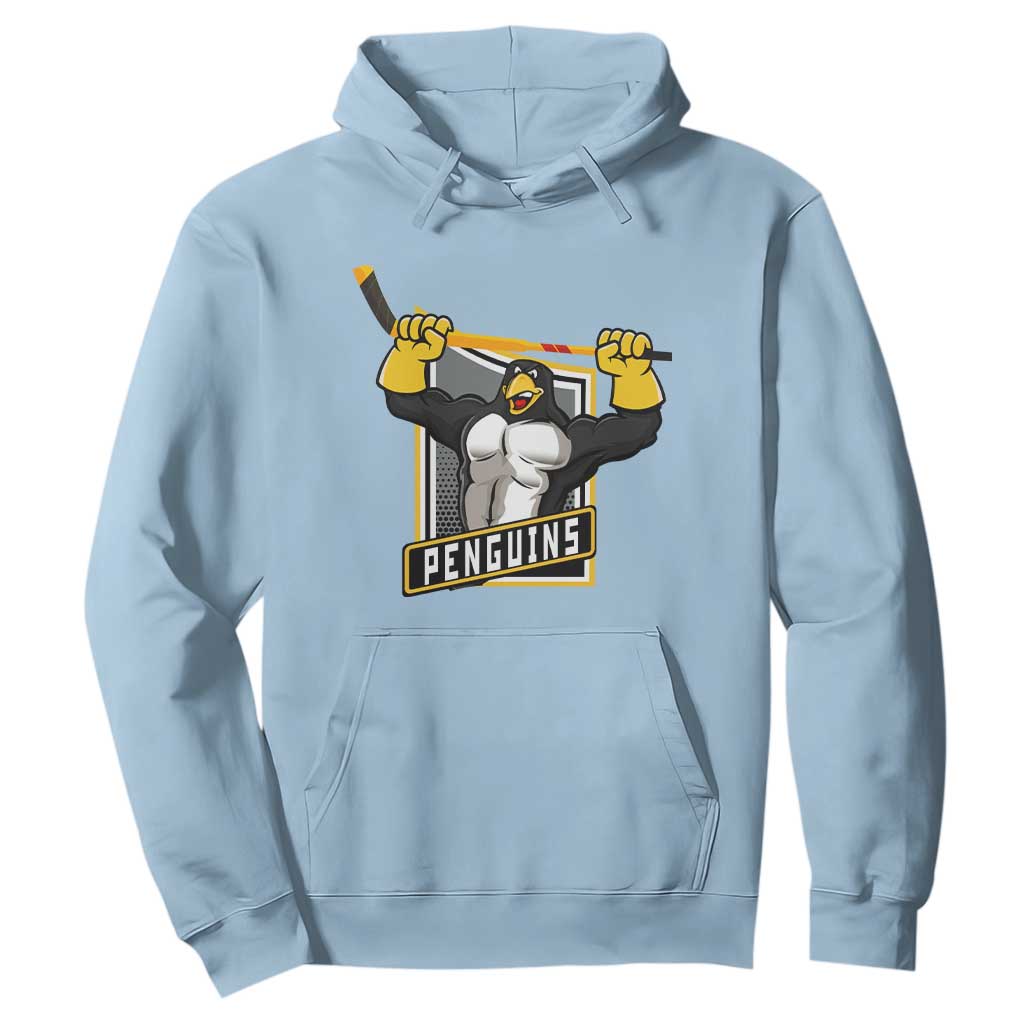 Funny Ice Hockey Player Gift Hoodie Penguin Power TS12 Light Blue Print Your Wear