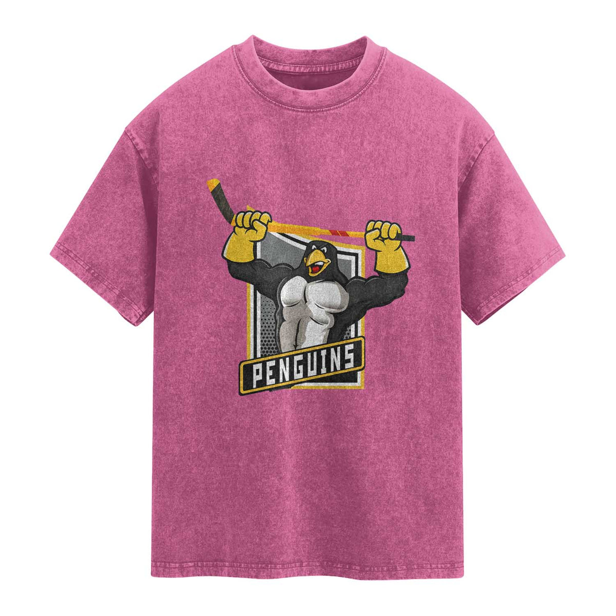 Funny Ice Hockey Player Gift Washed Cotton T-Shirt Penguin Power