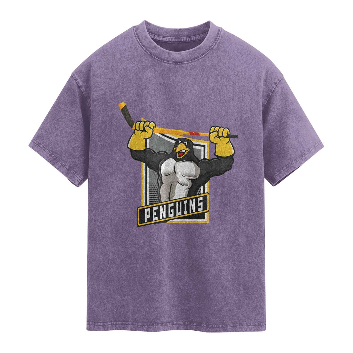 Funny Ice Hockey Player Gift Washed Cotton T-Shirt Penguin Power