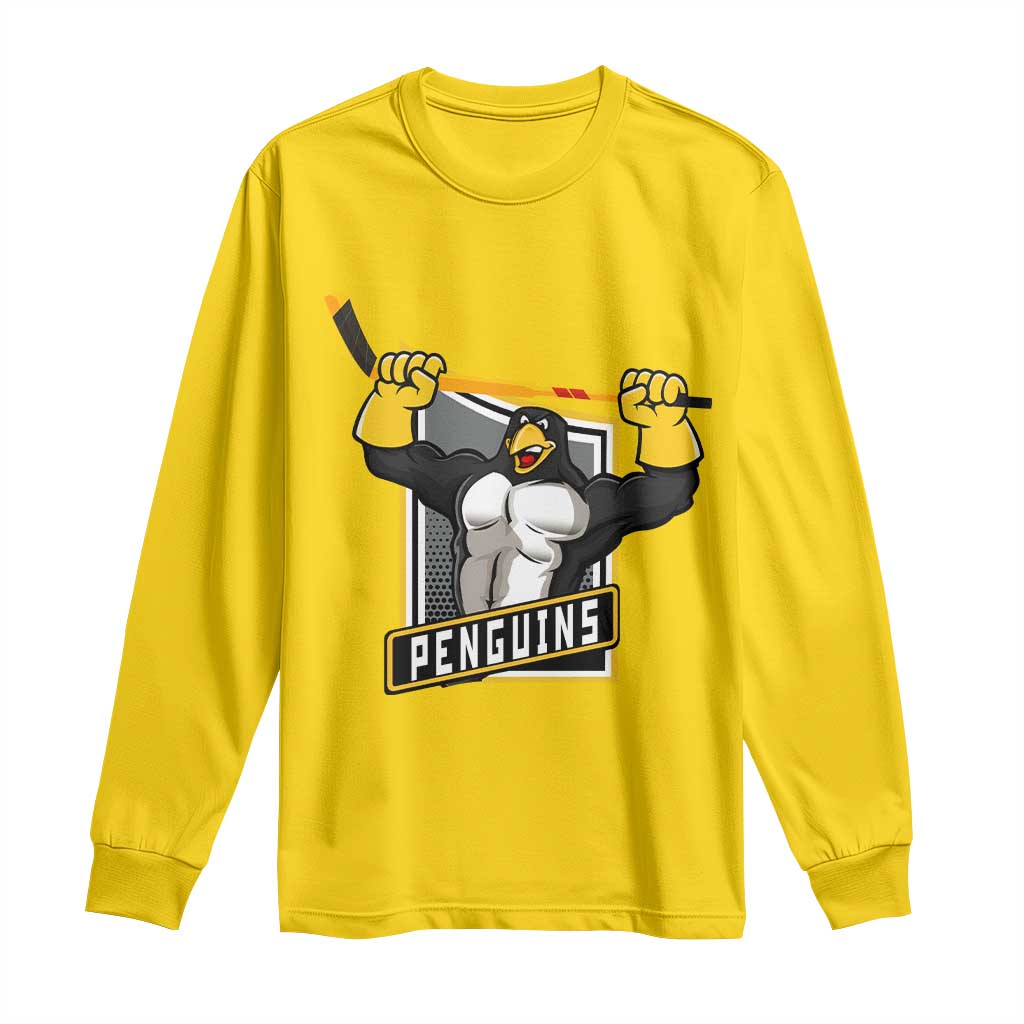 Funny Ice Hockey Player Gift Long Sleeve Shirt Penguin Power TS12 Daisy Print Your Wear