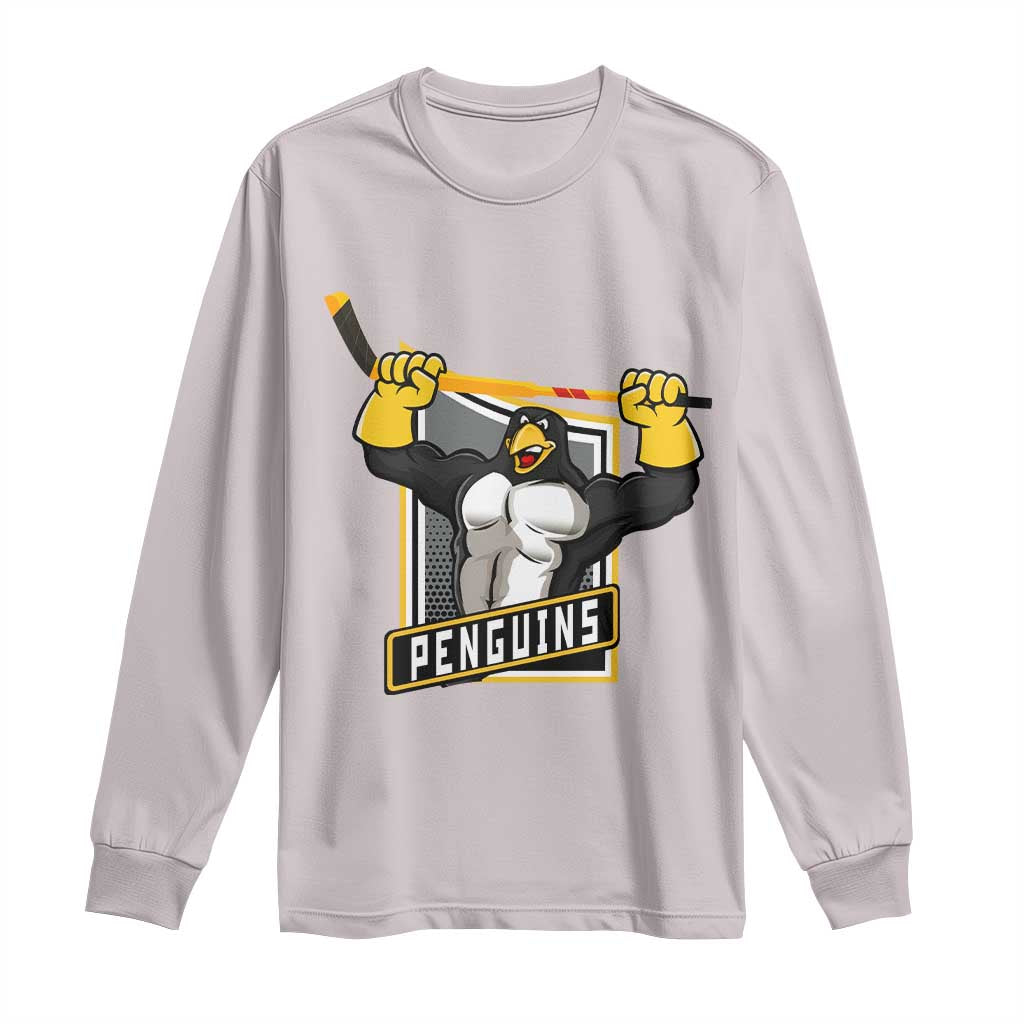 Funny Ice Hockey Player Gift Long Sleeve Shirt Penguin Power TS12 Ice Gray Print Your Wear