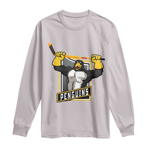 Funny Ice Hockey Player Gift Long Sleeve Shirt Penguin Power TS12 Ice Gray Print Your Wear