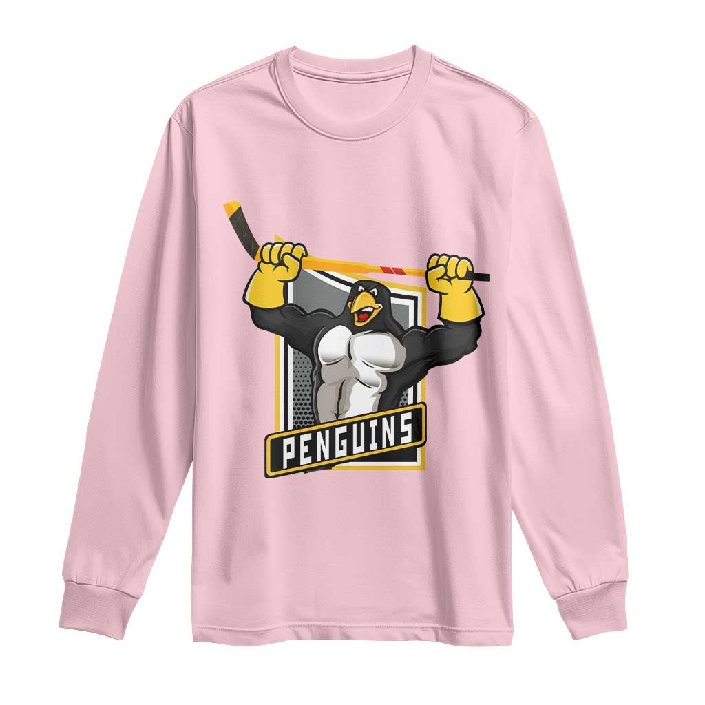 Funny Ice Hockey Player Gift Long Sleeve Shirt Penguin Power TS12 Light Pink Print Your Wear