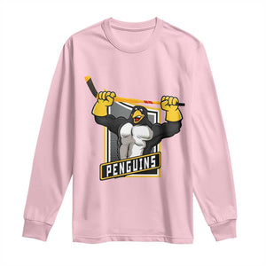 Funny Ice Hockey Player Gift Long Sleeve Shirt Penguin Power TS12 Light Pink Print Your Wear