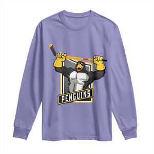 Funny Ice Hockey Player Gift Long Sleeve Shirt Penguin Power TS12 Violet Print Your Wear