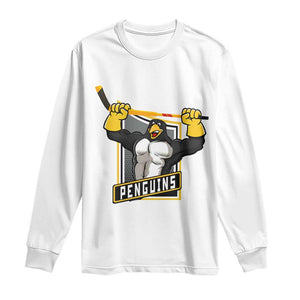 Funny Ice Hockey Player Gift Long Sleeve Shirt Penguin Power TS12 White Print Your Wear