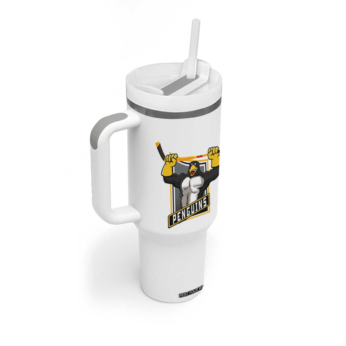 Funny Ice Hockey Player Gift Tumbler With Handle Penguin Power TS12 Print Your Wear