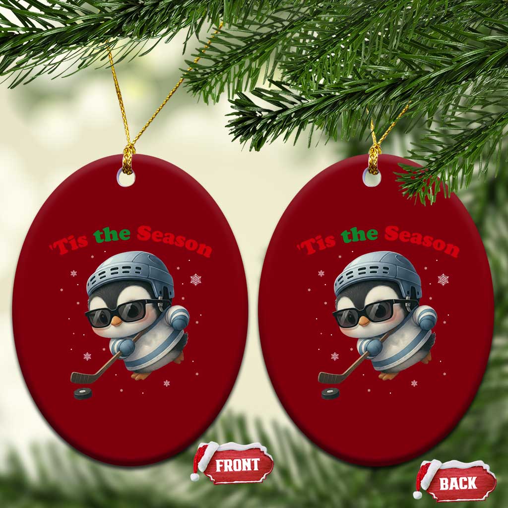 Penguin On Ice Tis The Season Ceramic Ornament Funny Christmas Gift TS12 Print Your Wear