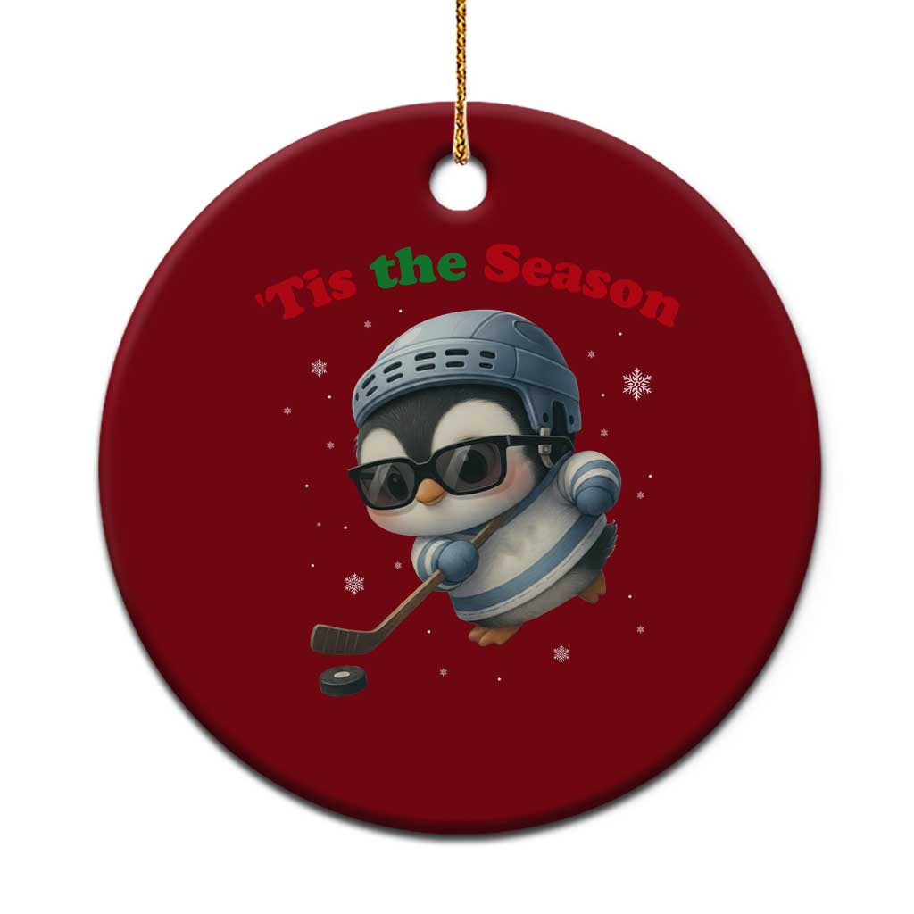 Penguin On Ice Tis The Season Ceramic Ornament Funny Christmas Gift TS12 1pc Red Print Your Wear