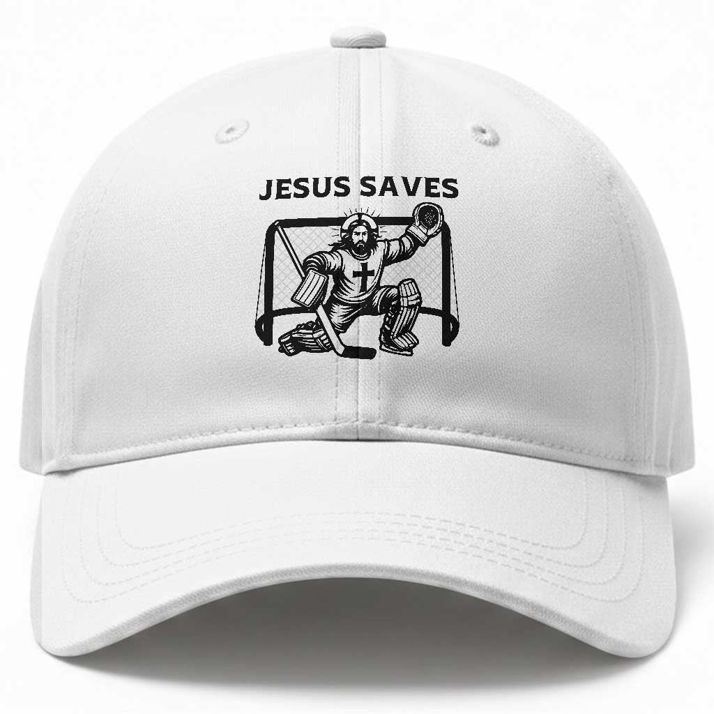 Funny Religious Ice Hockey Goalie Gift Baseball Cap Jesus Saves TS12 Print Your Wear