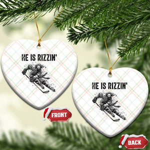 Funny Christian Ice Hockey Lover Gift Ceramic Ornament He Is Rizzin TS12 Print Your Wear