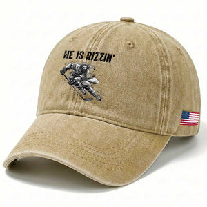 Funny Christian Ice Hockey Lover Gift Washed Cotton Baseball Cap He Is Rizzin TS12 Print Your Wear