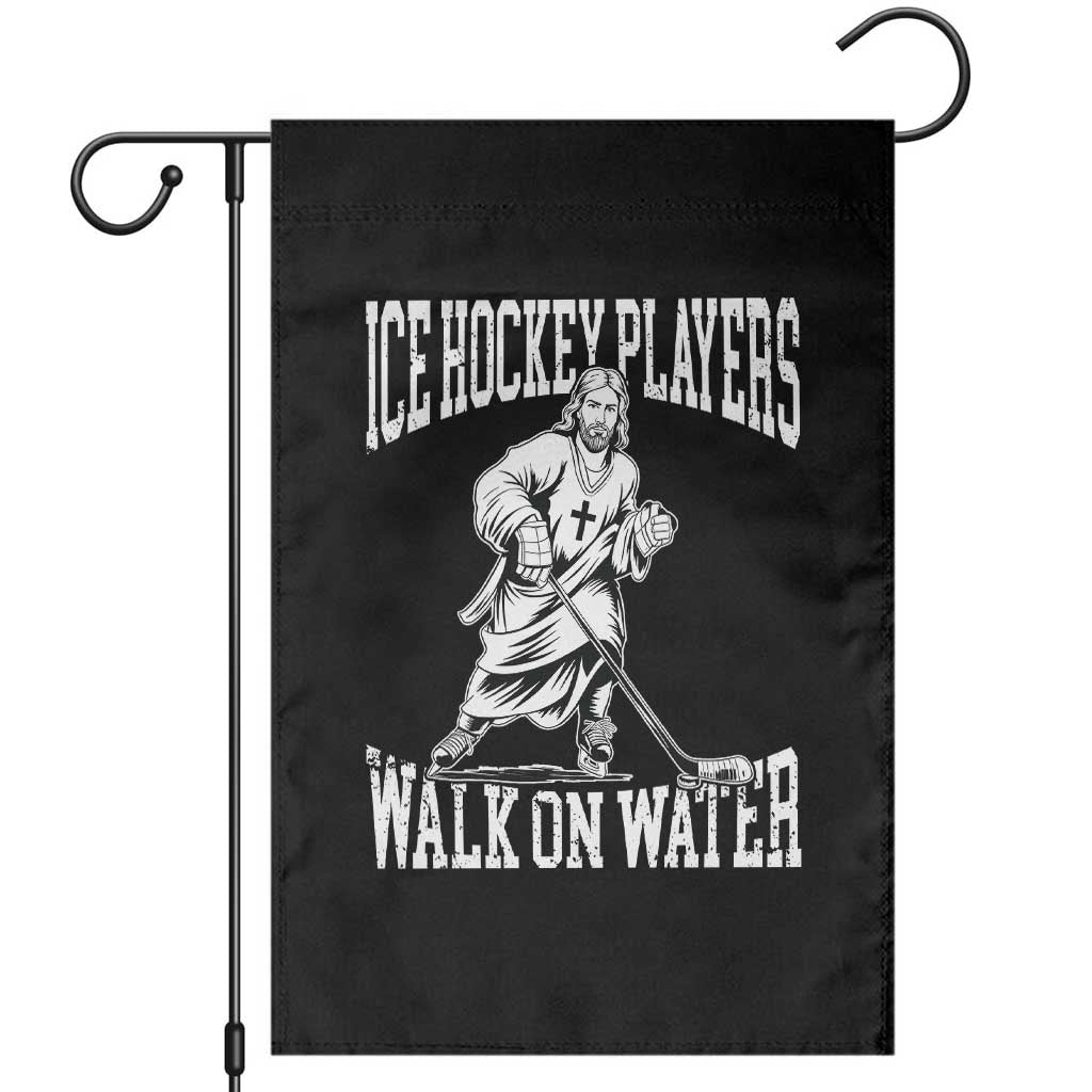 Jesus Ice Hockey Players Walk On Water Garden Flag Funny Christian Gift TS12 Black Print Your Wear