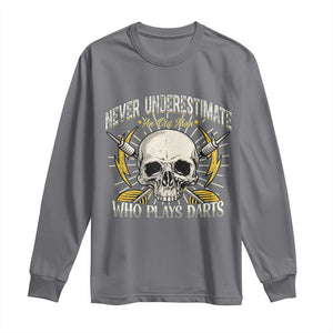 Never Underestimate An Old Who Plays Darts Long Sleeve Shirt Funny Darts Fan TS12 Charcoal Print Your Wear