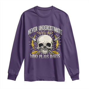 Never Underestimate An Old Who Plays Darts Long Sleeve Shirt Funny Darts Fan TS12 Purple Print Your Wear