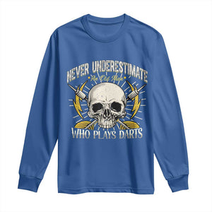 Never Underestimate An Old Who Plays Darts Long Sleeve Shirt Funny Darts Fan TS12 Royal Blue Print Your Wear