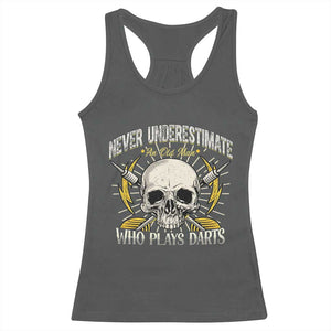 Never Underestimate An Old Who Plays Darts Racerback Tank Top Funny Darts Fan TS12 Dark Heather Print Your Wear