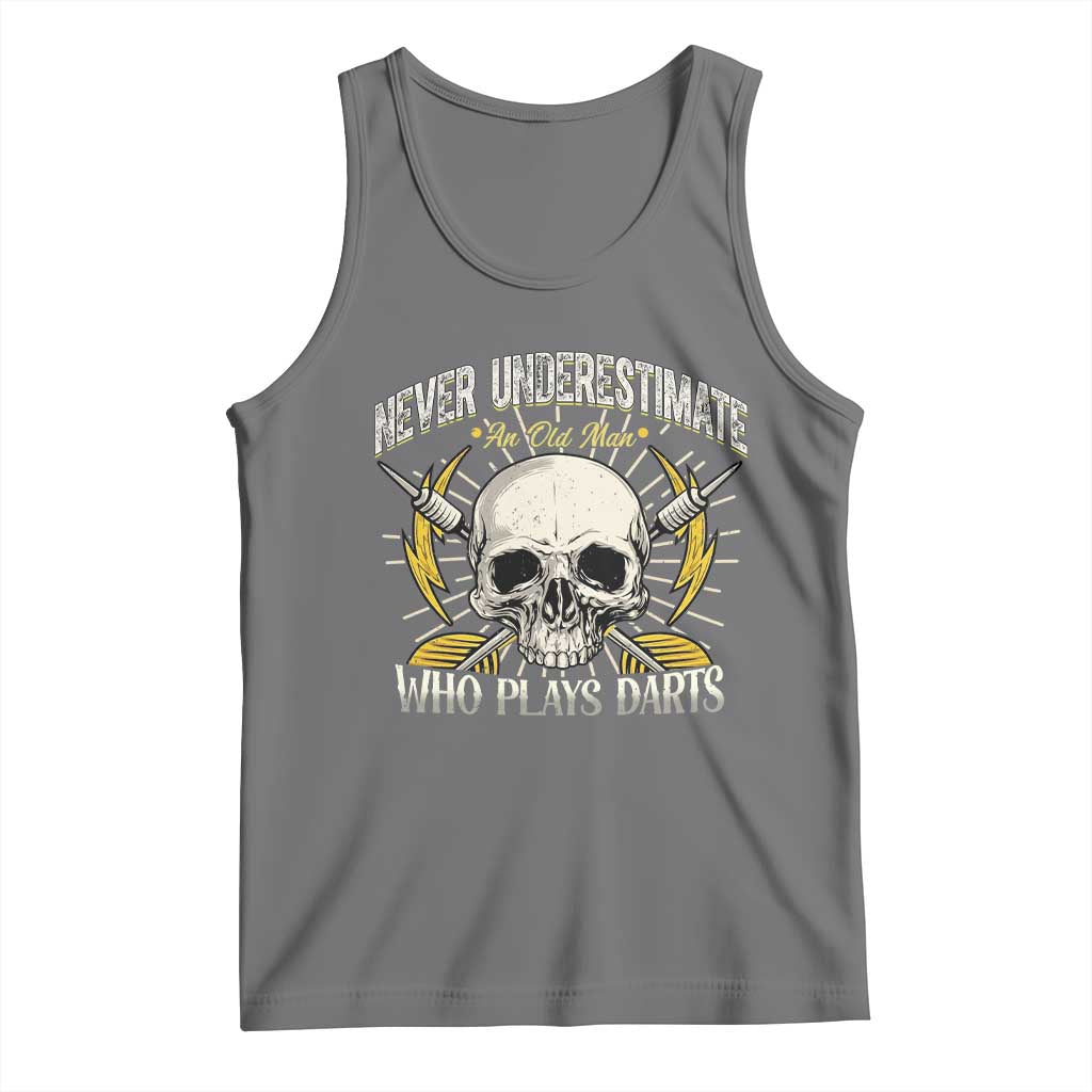 Never Underestimate An Old Who Plays Darts Tank Top Funny Darts Fan TS12 Black Heather Print Your Wear