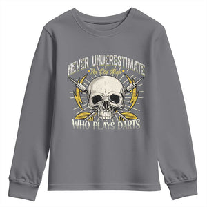 Never Underestimate An Old Who Plays Darts Youth Sweatshirt Funny Darts Fan TS12 Charcoal Print Your Wear