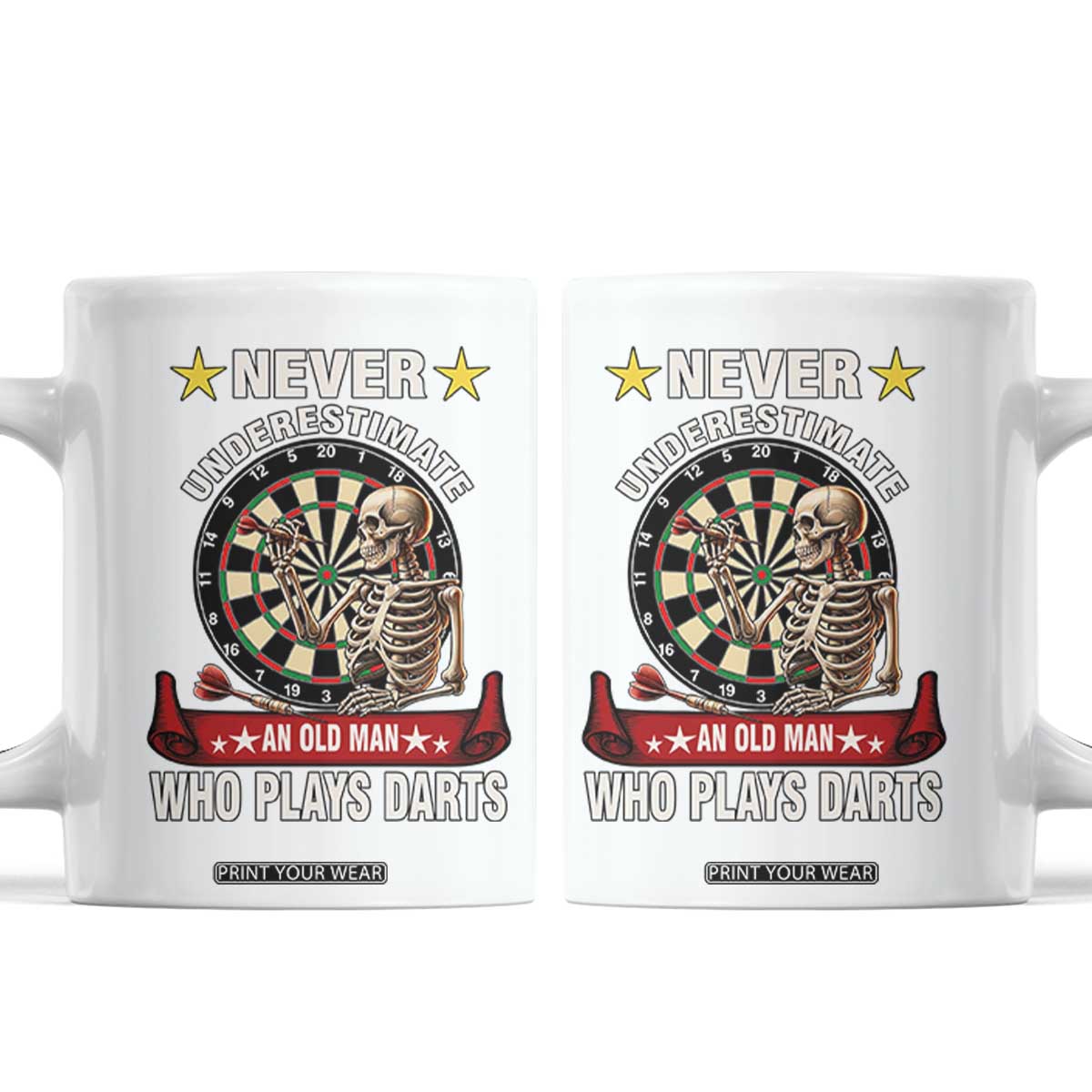 Never Underestimate An Old Man Plays Darts Coffee Mug Gothic Darts Player TS12 White Print Your Wear