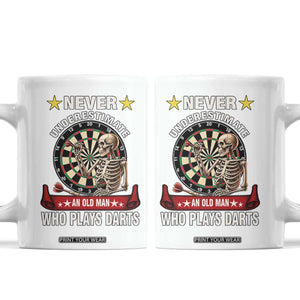 Never Underestimate An Old Man Plays Darts Coffee Mug Gothic Darts Player TS12 White Print Your Wear