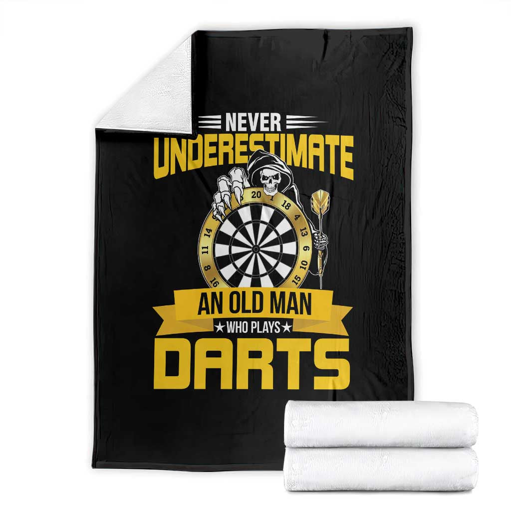 Never Underestimate An Old Man Plays Darts Throw Blanket Funny Dartist Grim Reaper Gift TS12 Black Print Your Wear