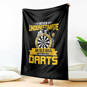 Never Underestimate An Old Man Plays Darts Throw Blanket Funny Dartist Grim Reaper Gift TS12 Print Your Wear