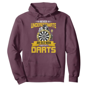 Never Underestimate An Old Man Plays Darts Hoodie Funny Dartist Grim Reaper Gift TS12 Maroon Print Your Wear