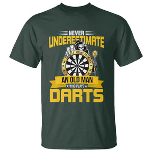 Never Underestimate An Old Man Plays Darts T Shirt Funny Dartist Grim Reaper Gift TS12 Dark Forest Green Print Your Wear