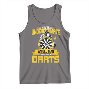 Never Underestimate An Old Man Plays Darts Tank Top Funny Dartist Grim Reaper Gift TS12 Deep Heather Print Your Wear