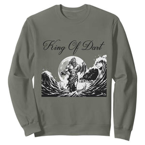 Greek Mythology Poseidon Dartist Sweatshirt King Of Dart Thrower TS12 Military Green Print Your Wear
