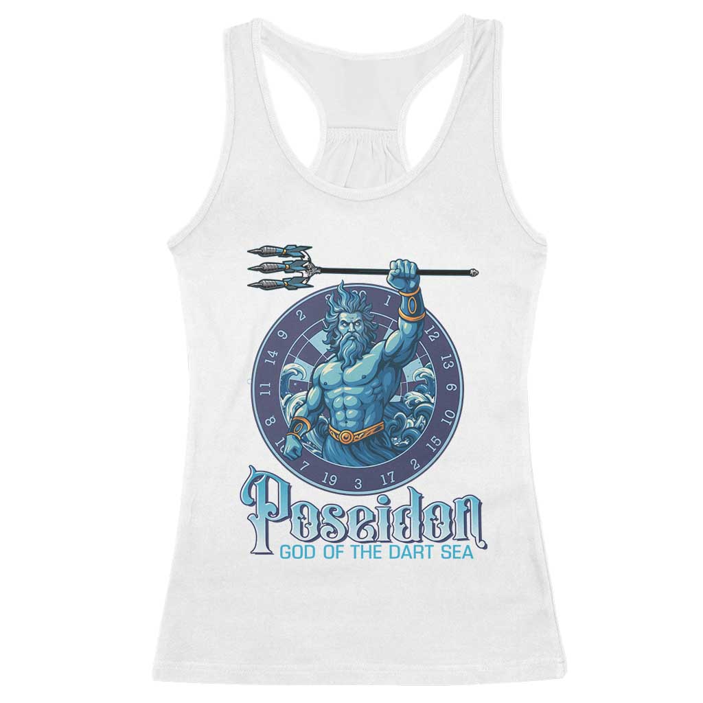Ancient Greek Mythology Poseidon Dartist Racerback Tank Top God Of The Dart Sea Trident TS12 White Print Your Wear