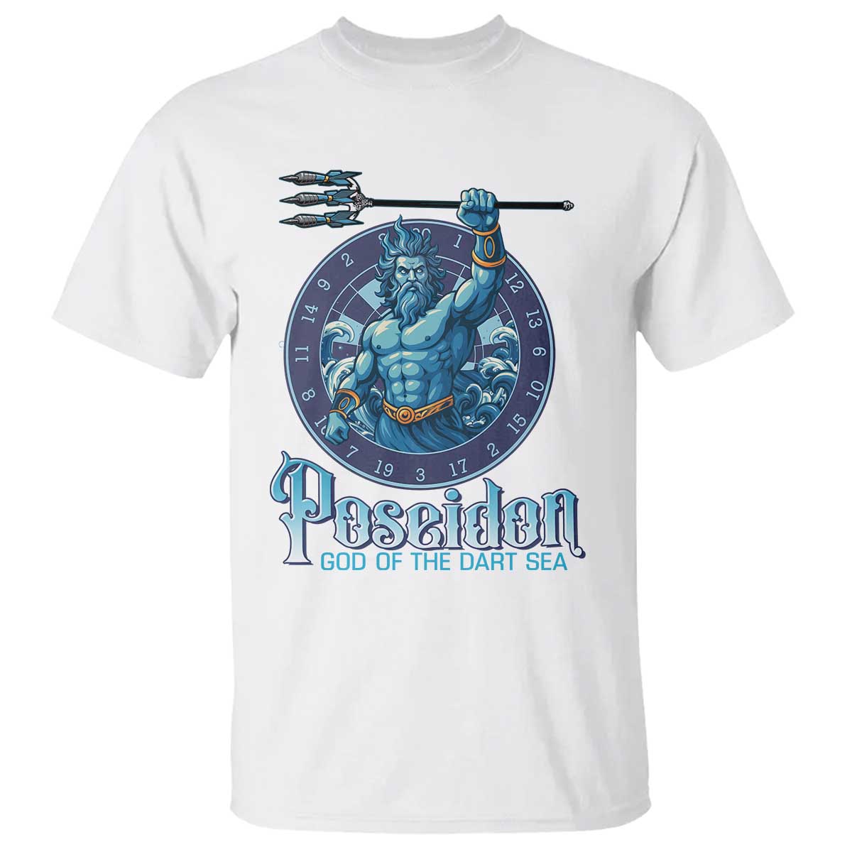 Ancient Greek Mythology Poseidon Dartist T Shirt God Of The Dart Sea Trident TS12 White Print Your Wear