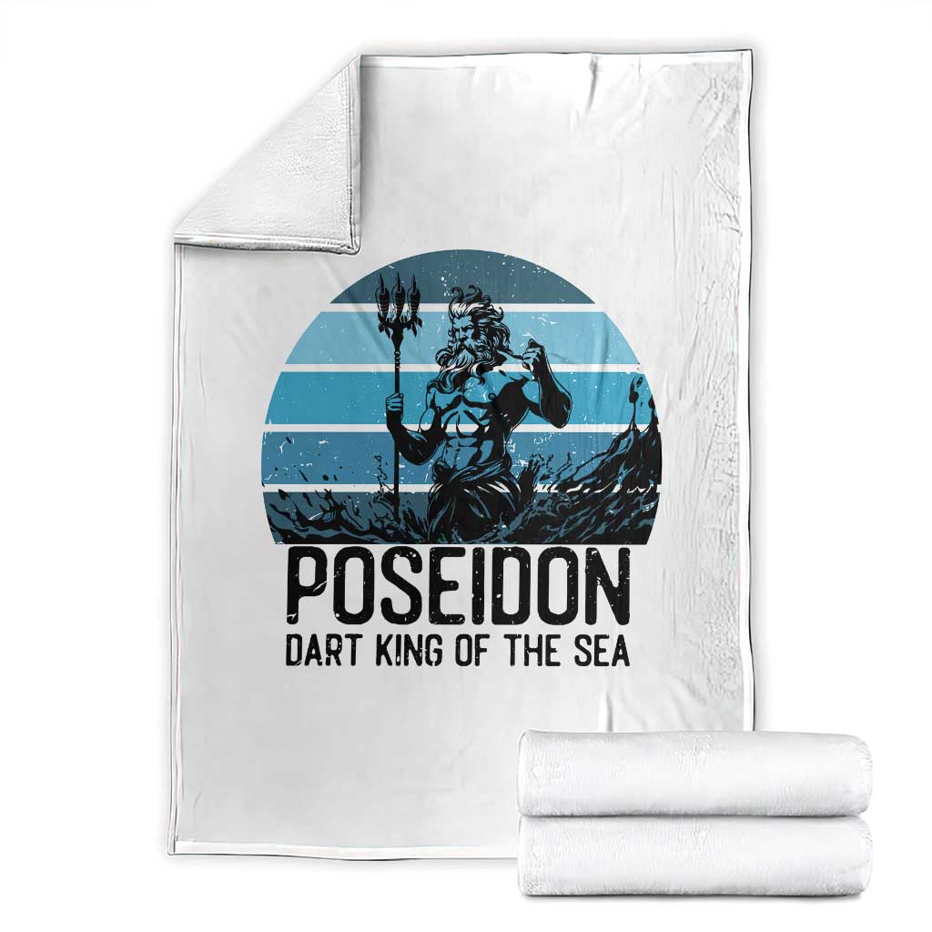 Ancient Greek Mythology Poseidon Dartist Throw Blanket Dart King Of The Sea Trident TS12 White Print Your Wear