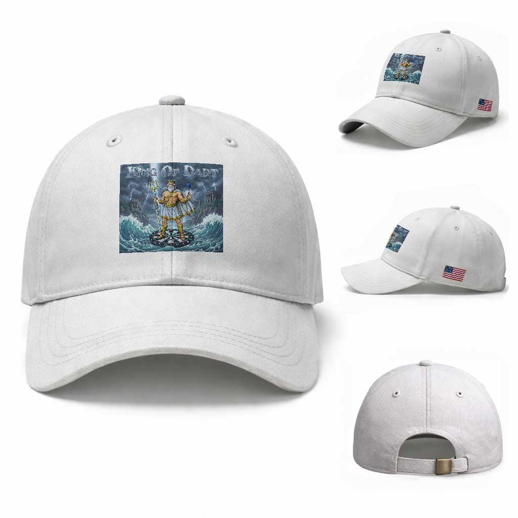 Greek Mythology Poseidon Dart Player Baseball Cap King Of Dart Trident Thrower TS12 Baseball Cap Universal Fit White Print Your Wear