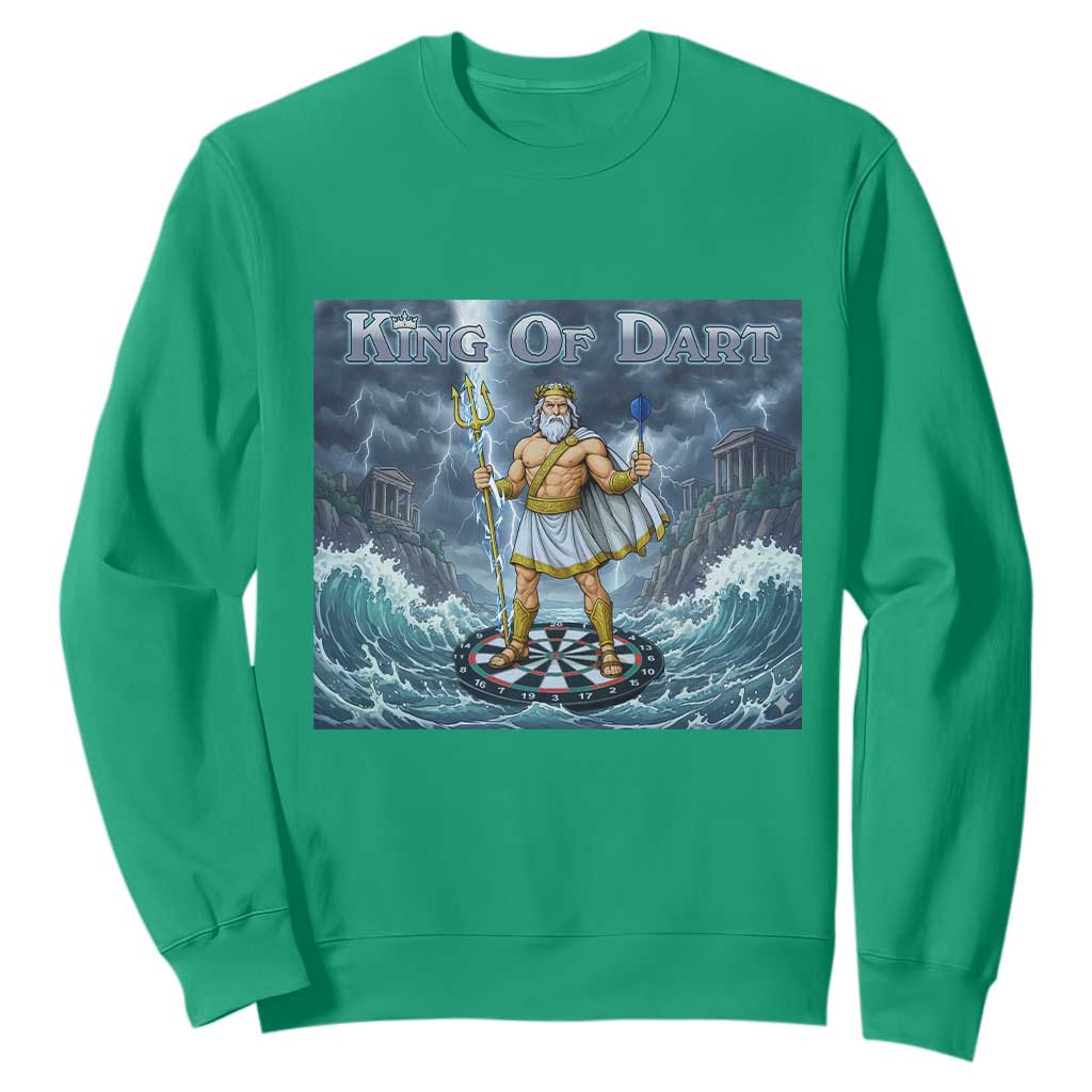 Greek Mythology Poseidon Dart Player Sweatshirt King Of Dart Trident Thrower TS12 Irish Green Print Your Wear
