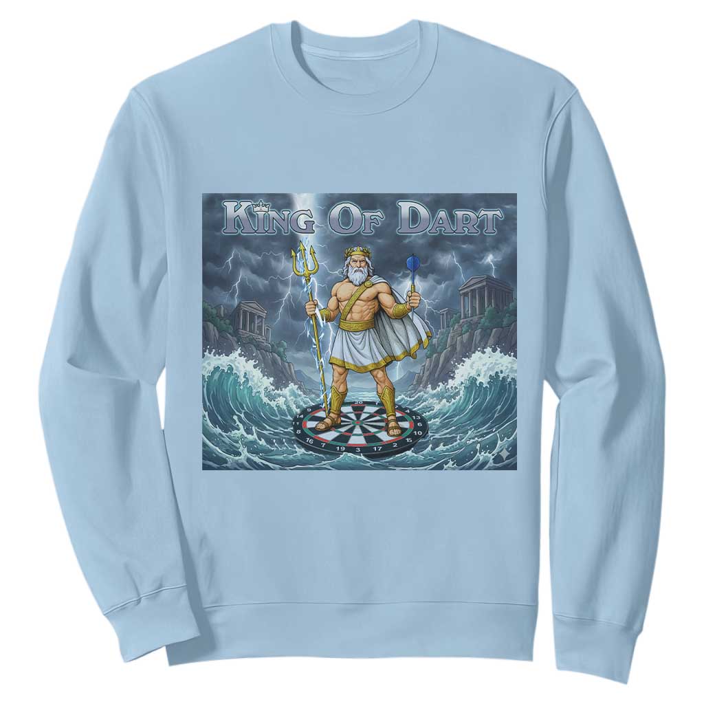 Greek Mythology Poseidon Dart Player Sweatshirt King Of Dart Trident Thrower TS12 Light Blue Print Your Wear