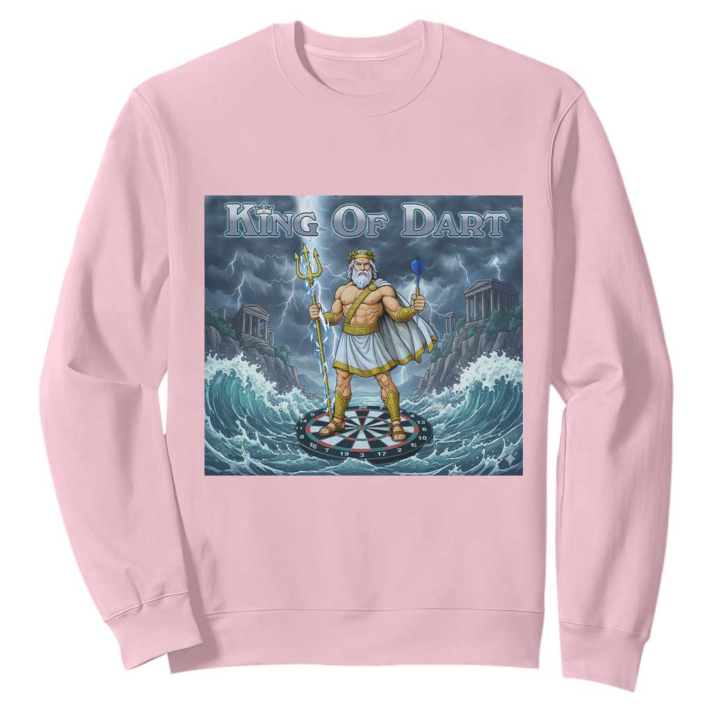 Greek Mythology Poseidon Dart Player Sweatshirt King Of Dart Trident Thrower TS12 Light Pink Print Your Wear