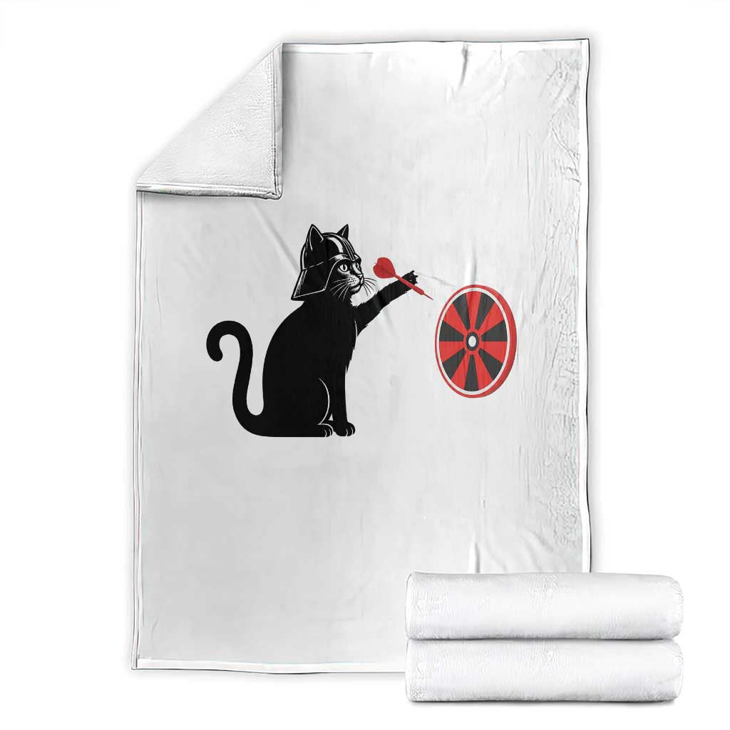 Black Cat Lord Darts Player Throw Blanket Funny Space Scifi Dartist Gift TS12 White Print Your Wear