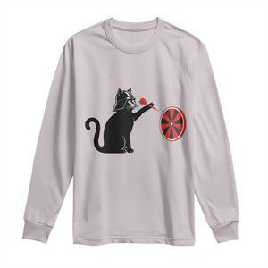 Black Cat Lord Darts Player Long Sleeve Shirt Funny Space Scifi Dartist Gift TS12 Ice Gray Print Your Wear
