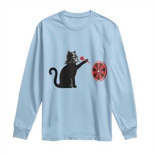 Black Cat Lord Darts Player Long Sleeve Shirt Funny Space Scifi Dartist Gift TS12 Light Blue Print Your Wear