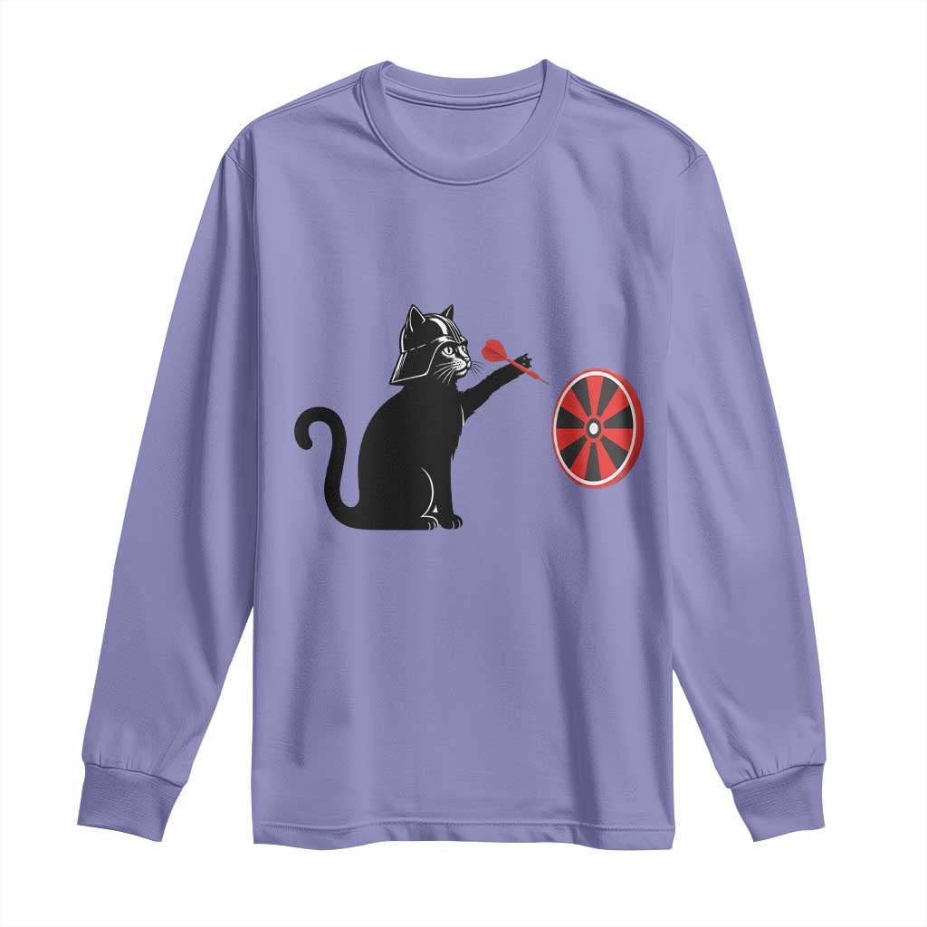 Black Cat Lord Darts Player Long Sleeve Shirt Funny Space Scifi Dartist Gift TS12 Violet Print Your Wear