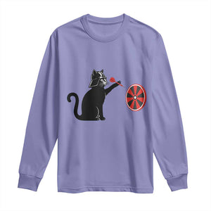 Black Cat Lord Darts Player Long Sleeve Shirt Funny Space Scifi Dartist Gift TS12 Violet Print Your Wear