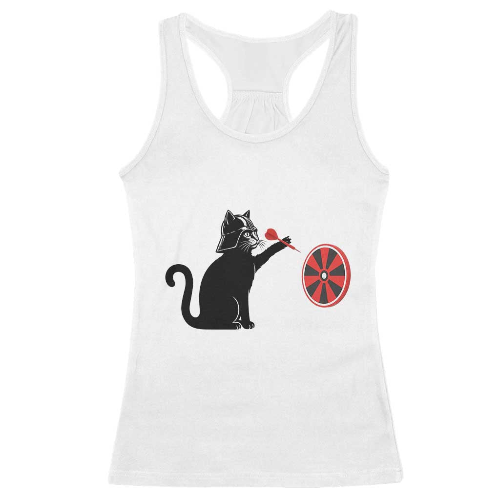 Black Cat Lord Darts Player Racerback Tank Top Funny Space Scifi Dartist Gift TS12 White Print Your Wear