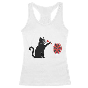 Black Cat Lord Darts Player Racerback Tank Top Funny Space Scifi Dartist Gift TS12 White Print Your Wear