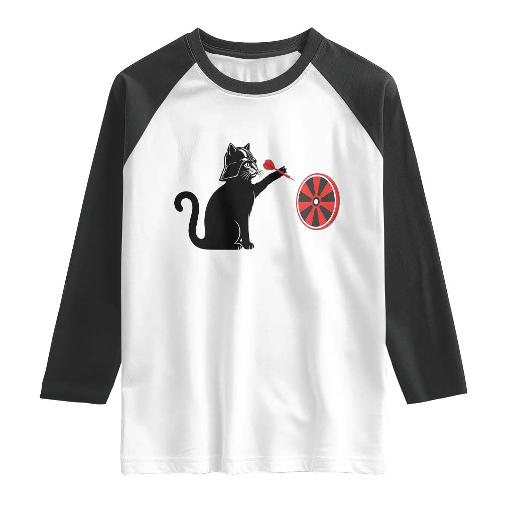 Black Cat Lord Darts Player Raglan Shirt Funny Space Scifi Dartist Gift TS12 White Black Print Your Wear
