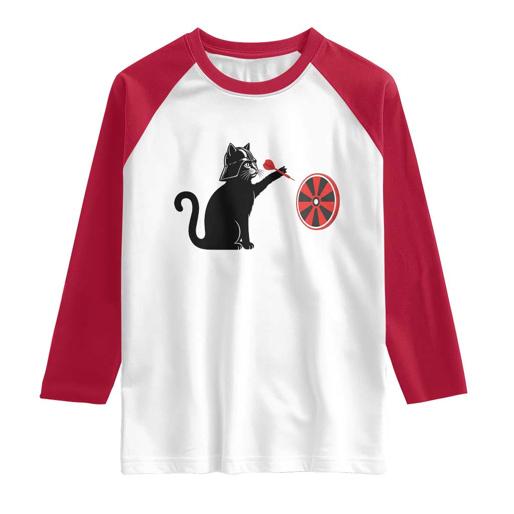 Black Cat Lord Darts Player Raglan Shirt Funny Space Scifi Dartist Gift TS12 White Red Print Your Wear